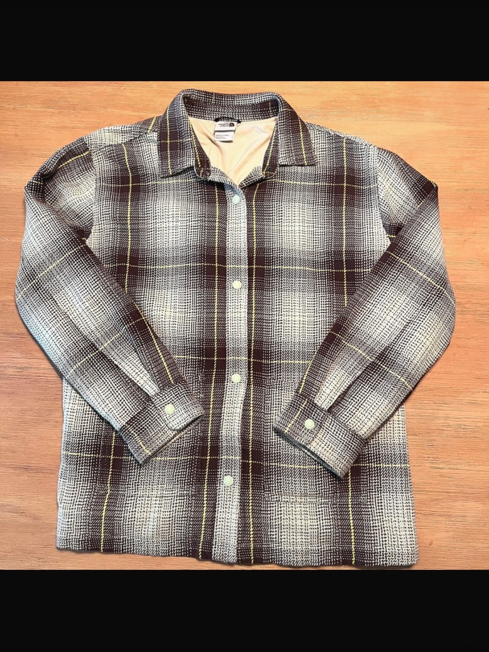 Women’s Brown, Sage & White Plaid Button-Up Utility Jacket